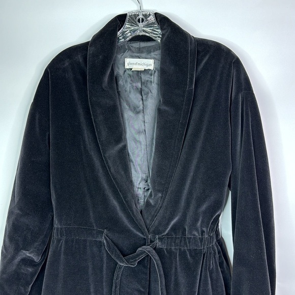 Vintage Glen Of Michigan Black Velvet Blazer Jacket 70s Large - Picture 2 of 14